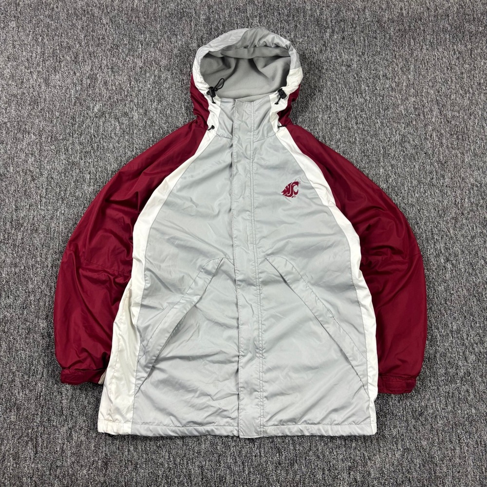Vintage Y2K Red Oak Washington State Cougars Windbreaker Jacket Grey Red Medium